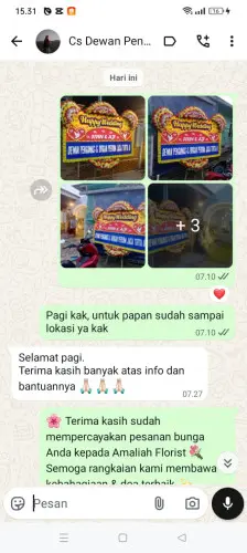 Testimonial Papan Bunga Pernikahan kawasan industri tanjung api api